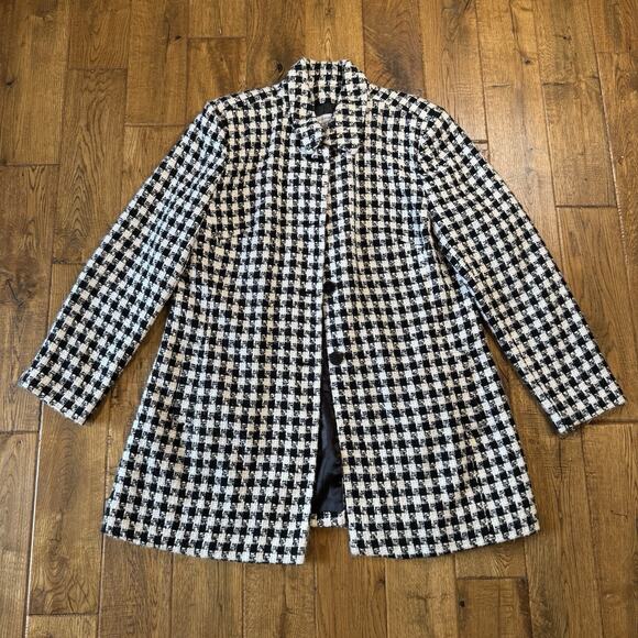 david brooks Jackets & Blazers - David Brooks Houndstooth Coat Jacket Womens Plus Size 18 Black Button Up VTG